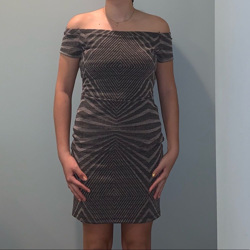 Grey Shimmery Bodycon Mini Dress